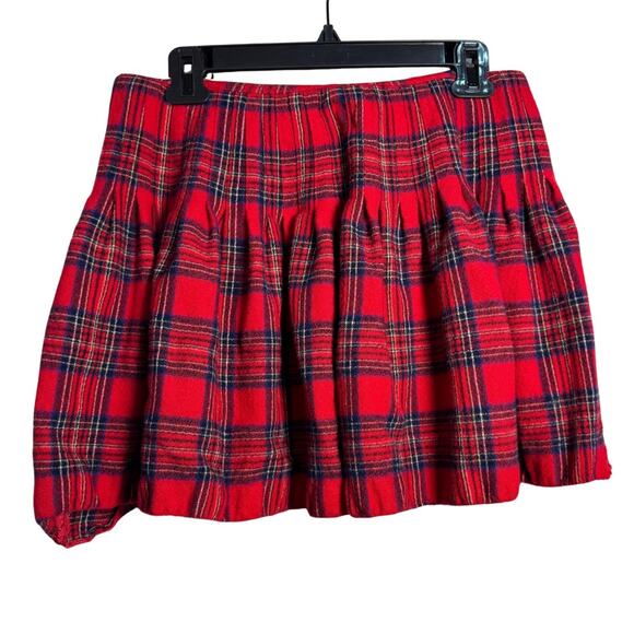 FLAWED Vintage Talbots Red Tartan Plaid Mini Wool Blend Mini Wrap Skirt Size 14 - Picture 2 of 7